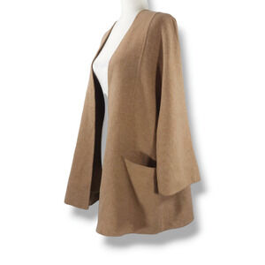 Zara Woman Hand Made Wool Blend Coatigan Longline Camel M Quiet Luxury Old Money